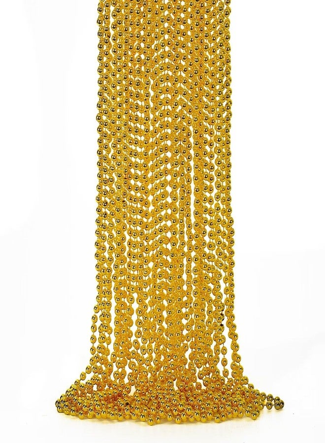 EOBOH 12PCS Mardi Gras Beads, Gold Beaded Necklace Stuff Set, 33" Mardi Gras Christmas Beads Necklace Costume Bulk, Festival Parade Throw Accessory Sets for Mardi Gras St Patricks Day Celebrations - Image 1